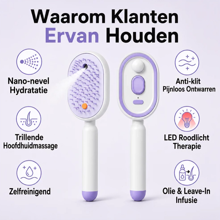 MistBrush | 3-in-1 Haarborstel met Sprayfunctie