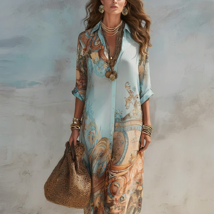 Cléo | Zijden Kaftan Maxi Jurk