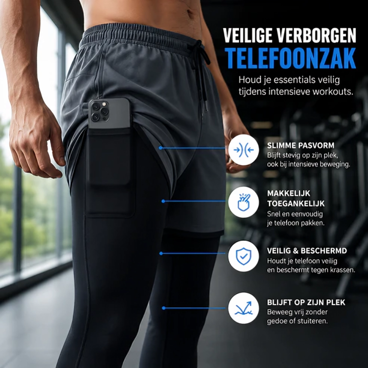 StrideCore | 2-in-1 Sportshort met Compressielaag