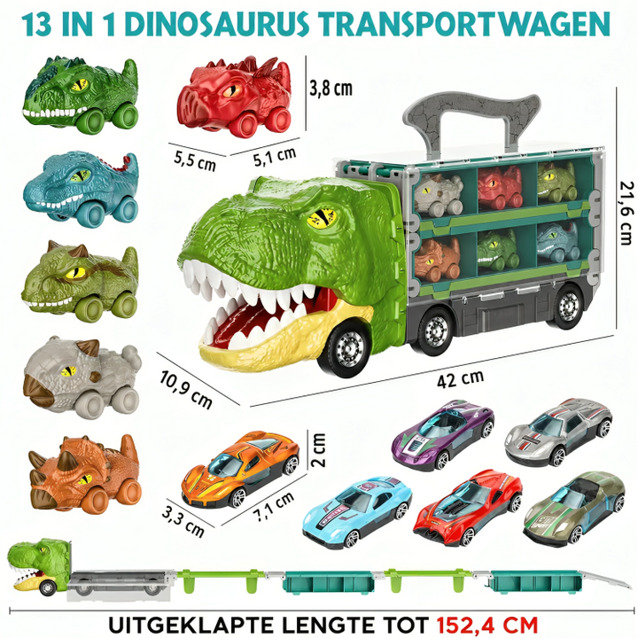 DinoRace | Dinosaurus Transporttruck met Uitklapbare Racebaan