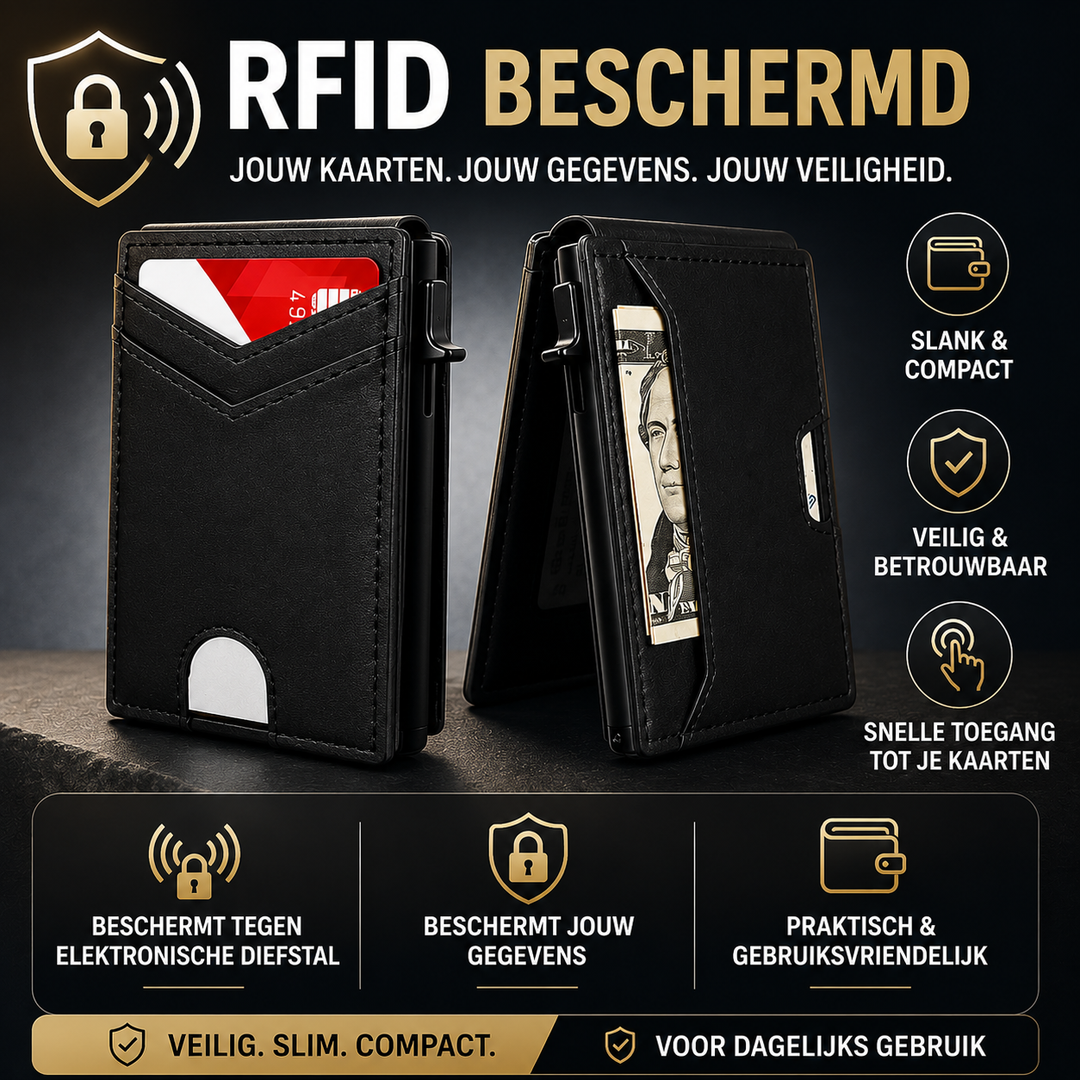 RFID Portemonnee met Pop-Up Kaarthouder & Geldclip
