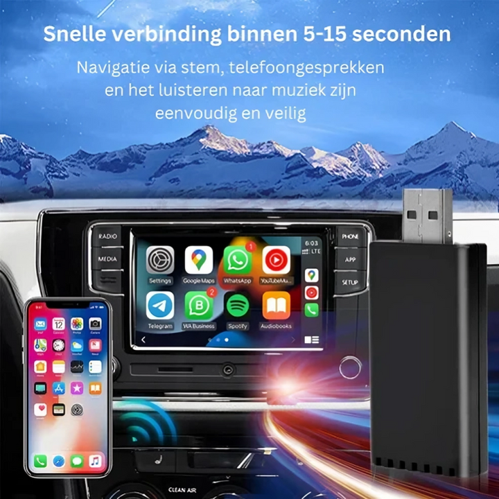 DriveLink Pro | Adapter voor Draadloze Apple CarPlay & Android Auto