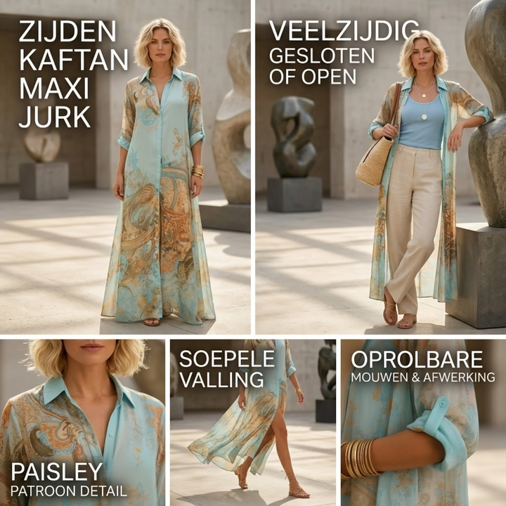 Cléo | Zijden Kaftan Maxi Jurk