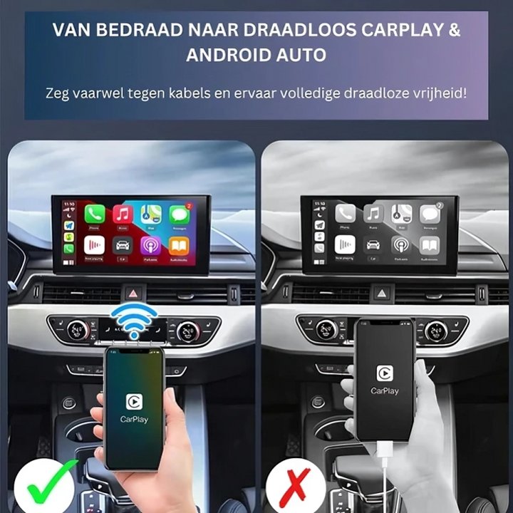DriveLink Pro | Adapter voor Draadloze Apple CarPlay & Android Auto