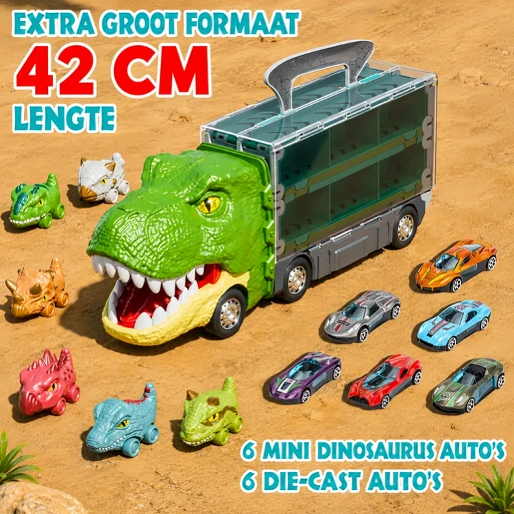 DinoRace | Dinosaurus Transporttruck met Uitklapbare Racebaan