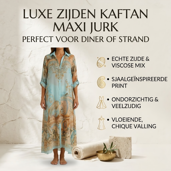 Cléo | Zijden Kaftan Maxi Jurk