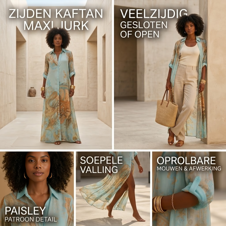 Cléo | Zijden Kaftan Maxi Jurk
