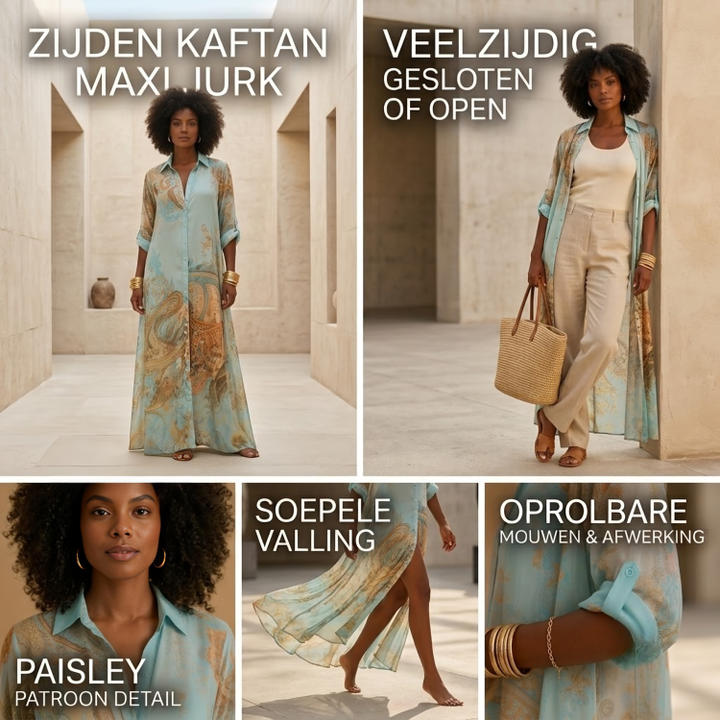 Cléo | Zijden Kaftan Maxi Jurk
