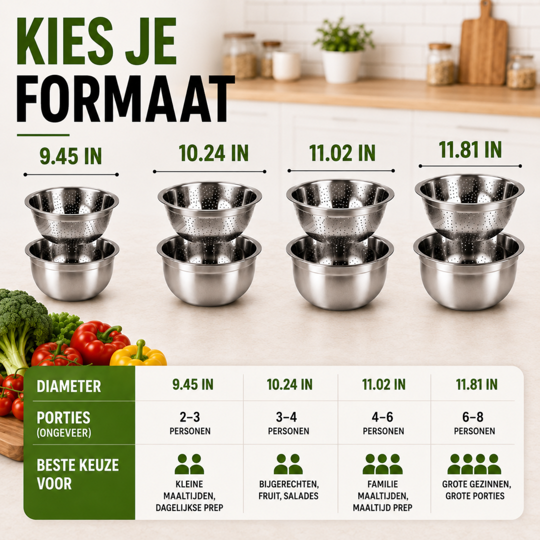 PrepBowl | 3-in-1 RVS Mengkom met Rasp & Vergiet