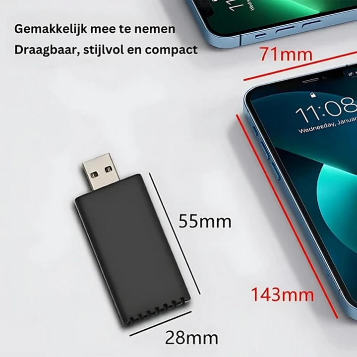 DriveLink Pro | Adapter voor Draadloze Apple CarPlay & Android Auto