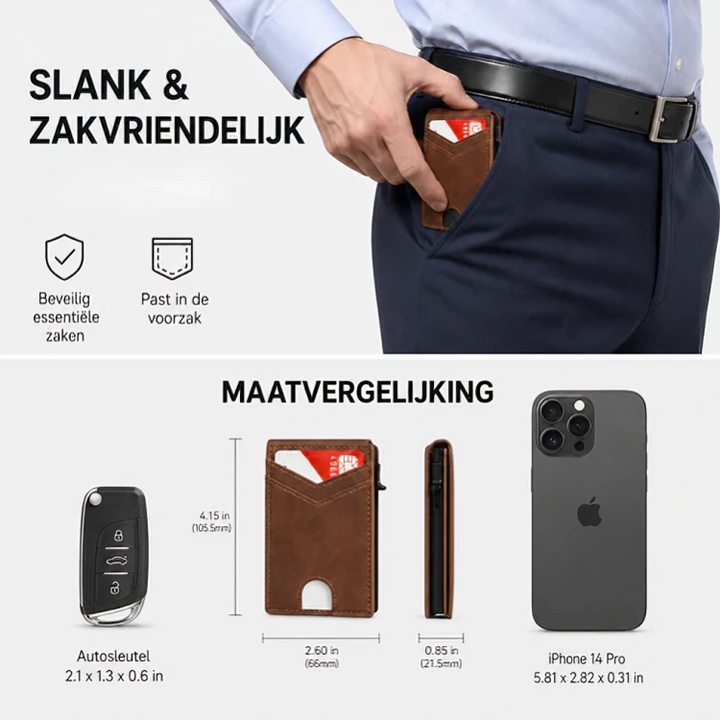 RFID Portemonnee met Pop-Up Kaarthouder & Geldclip