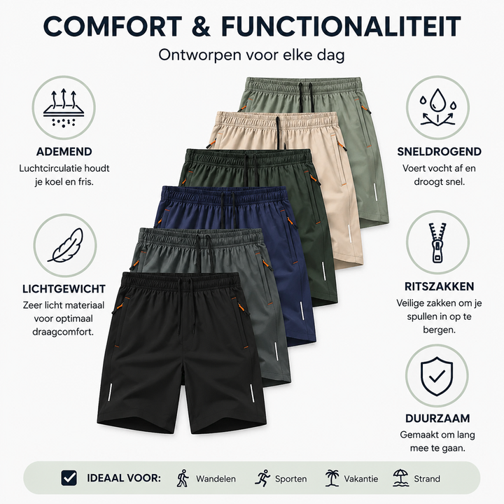6-Pack Comfort Shorts met Ritszakken