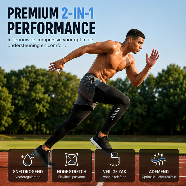 StrideCore | 2-in-1 Sportshort met Compressielaag