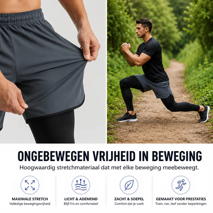 StrideCore | 2-in-1 Sportshort met Compressielaag