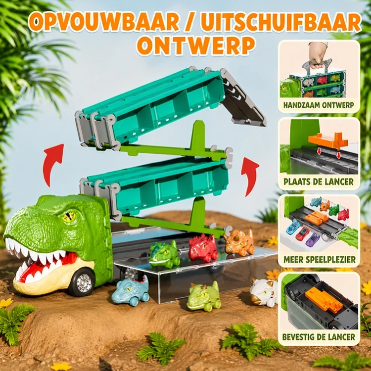 DinoRace | Dinosaurus Transporttruck met Uitklapbare Racebaan