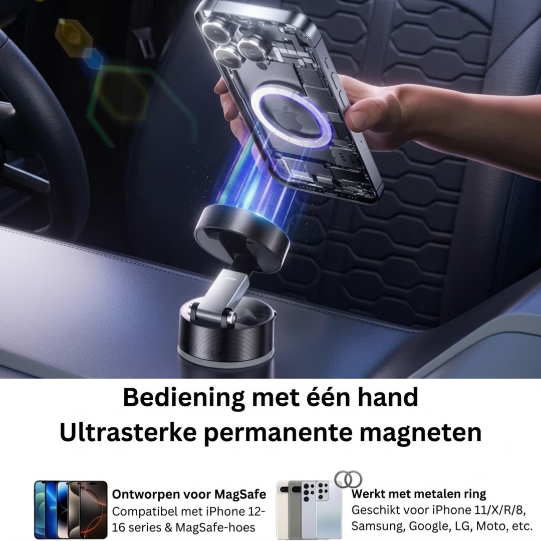 MagnoMount | Magnetische Vacuüm Telefoonhouder Met Maximale Grip