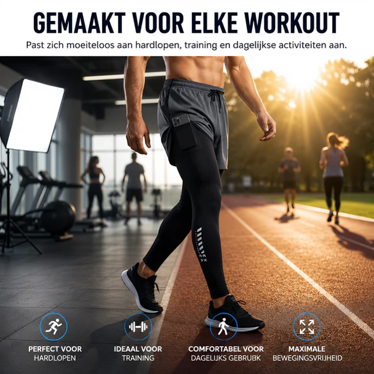 StrideCore | 2-in-1 Sportshort met Compressielaag