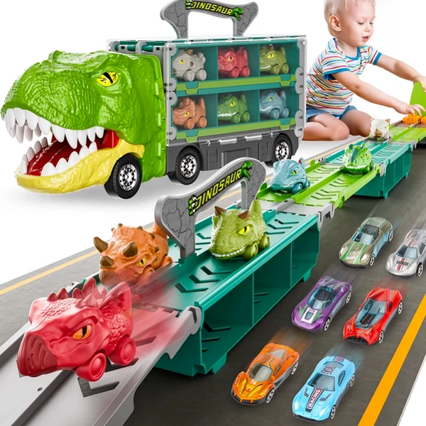 DinoRace | Dinosaurus Transporttruck met Uitklapbare Racebaan