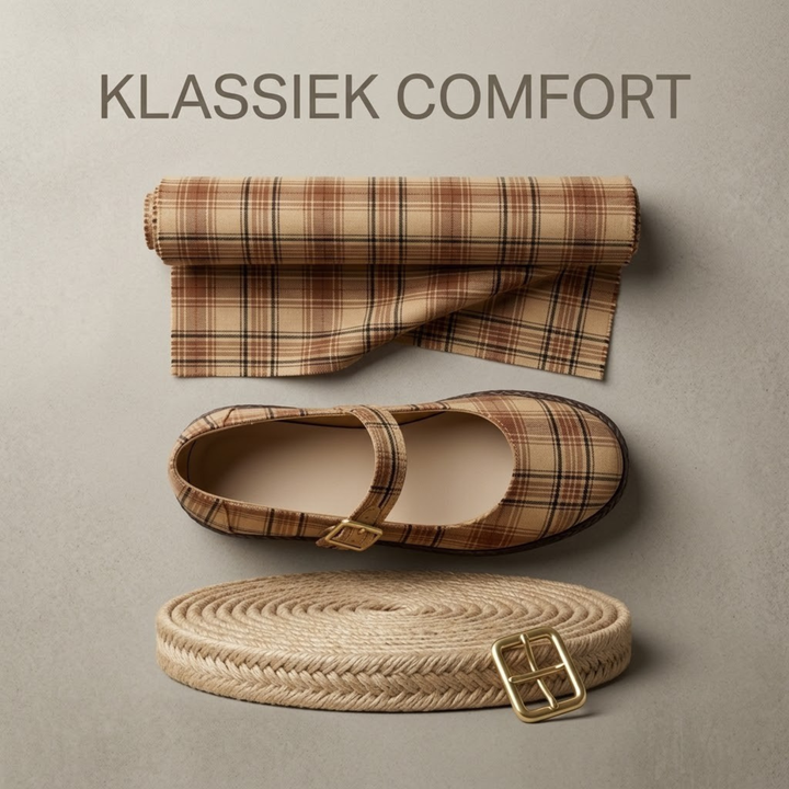 Carolina Mary Jane - Geruite Espadrille in Toffee