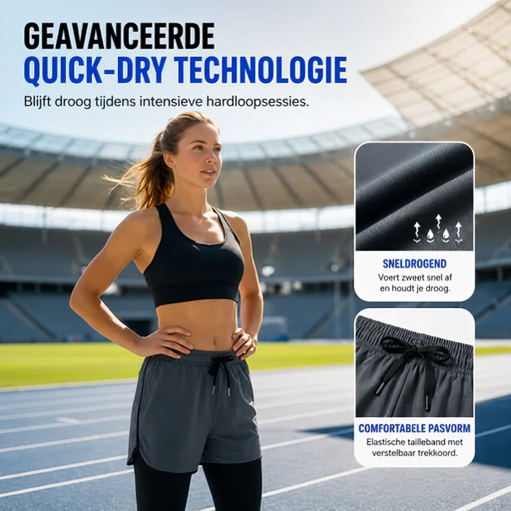 StrideCore | 2-in-1 Sportshort met Compressielaag