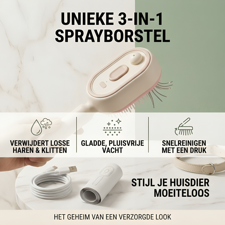 MistBrush | 3-in-1 Haarborstel met Sprayfunctie