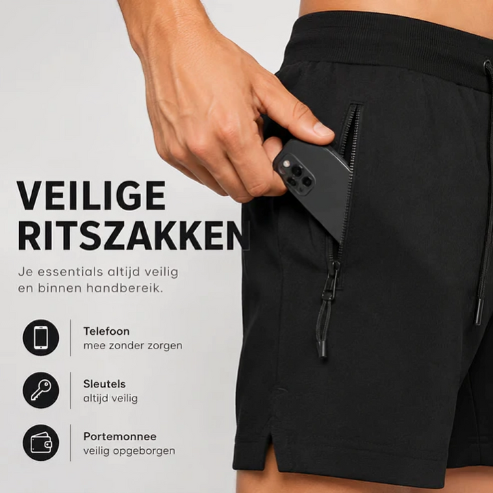 Comfort Short™ Heren – Sportshort met Ritszakken