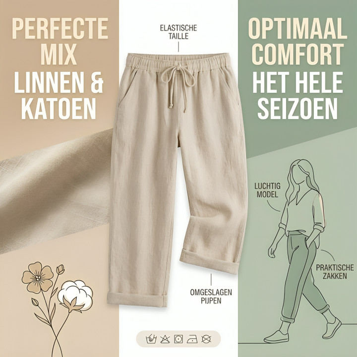 Lina Linnen-Katoen Capri Broek voor Dames