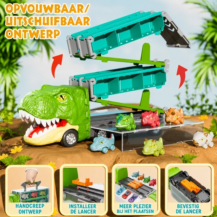DinoRace | Dinosaurus Transporttruck met Uitklapbare Racebaan