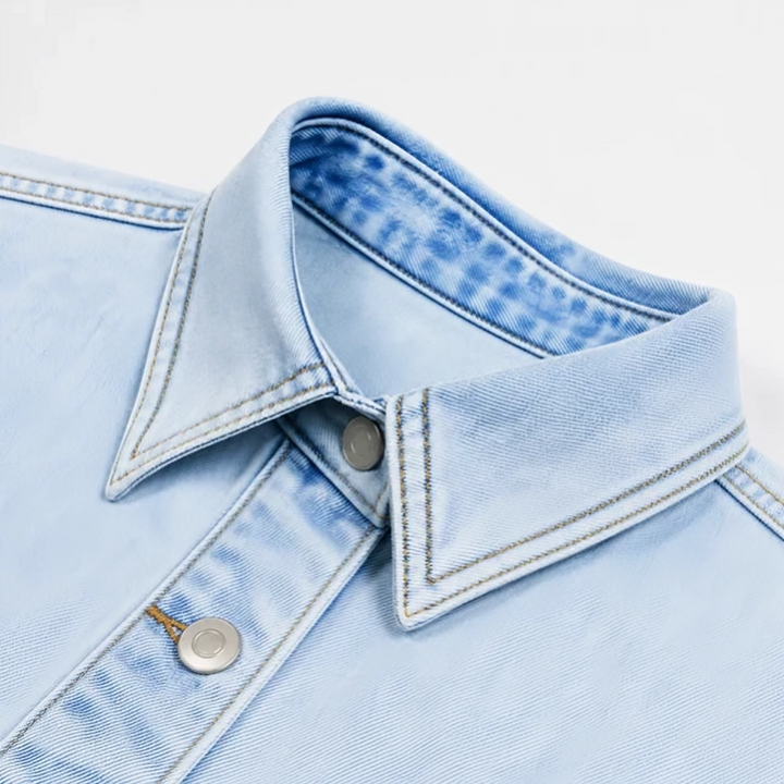 Livia Denim | Luchtige Denim Overshirt Met Korte Mouwen