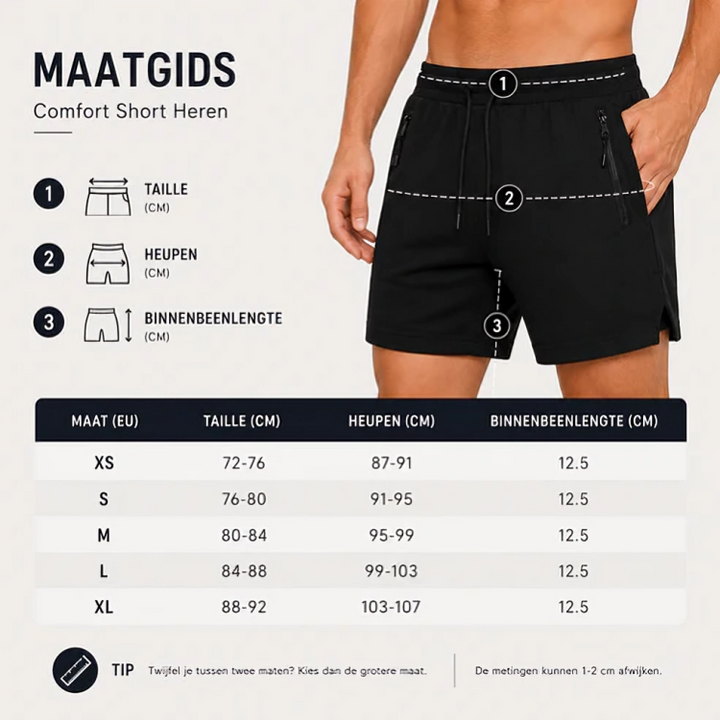 Comfort Short™ Heren – Sportshort met Ritszakken