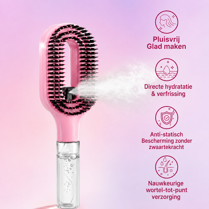 MistBrush | 3-in-1 Haarborstel met Ingebouwde Nevelspray