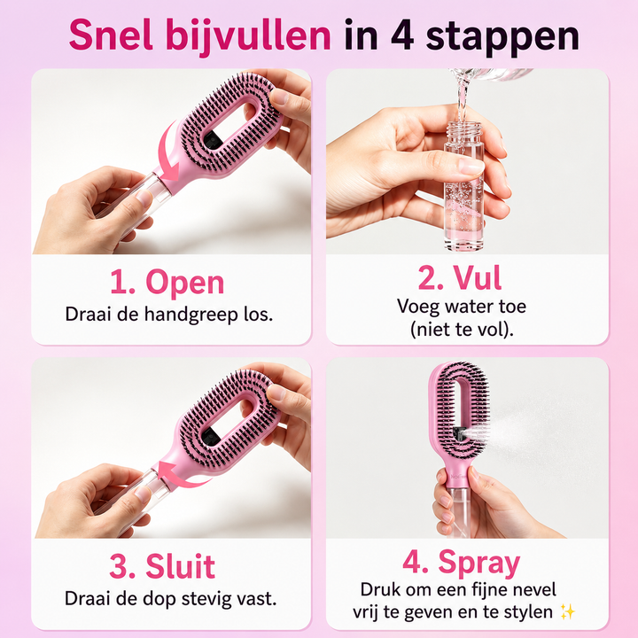 MistBrush | 3-in-1 Haarborstel met Ingebouwde Nevelspray