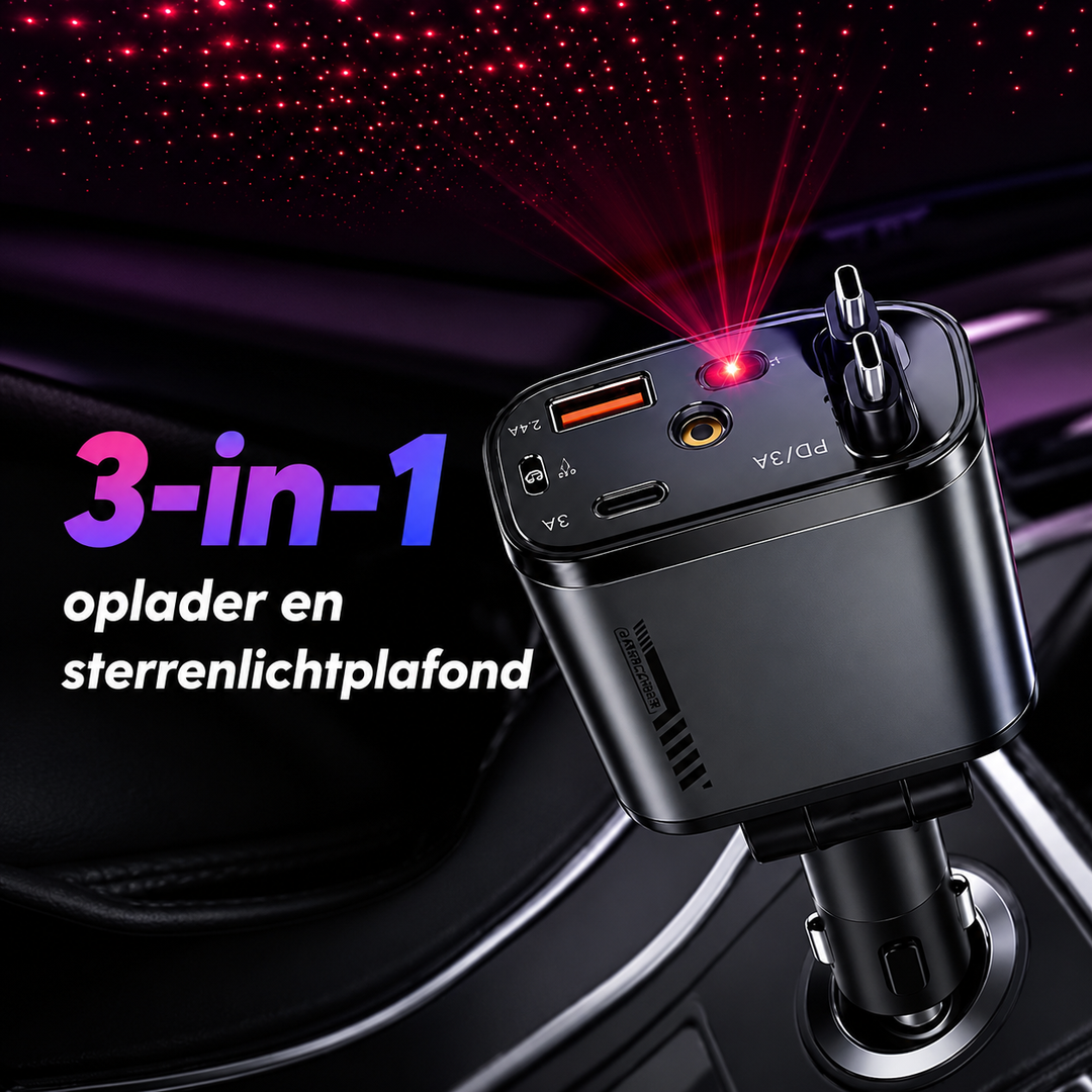 AutoGlow | Auto Snellader Met Sterrenprojector & Geurverspreider
