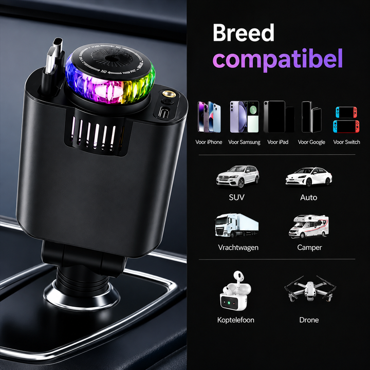 AutoGlow | Auto Snellader Met Sterrenprojector & Geurverspreider