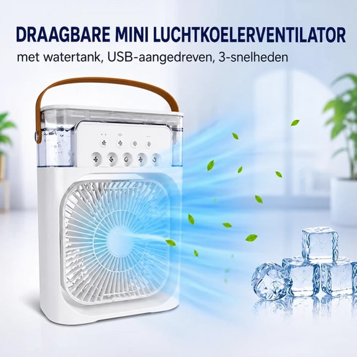 BreezeCool | Draagbare Aircooler met Ventilator, Verneveling & Luchtbevochtiger