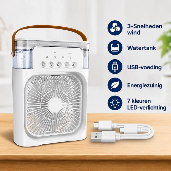 BreezeCool | Draagbare Aircooler met Ventilator, Verneveling & Luchtbevochtiger