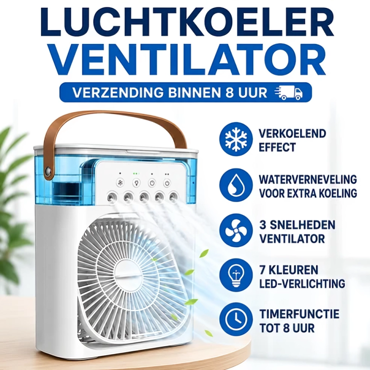 BreezeCool | Draagbare Aircooler met Ventilator, Verneveling & Luchtbevochtiger