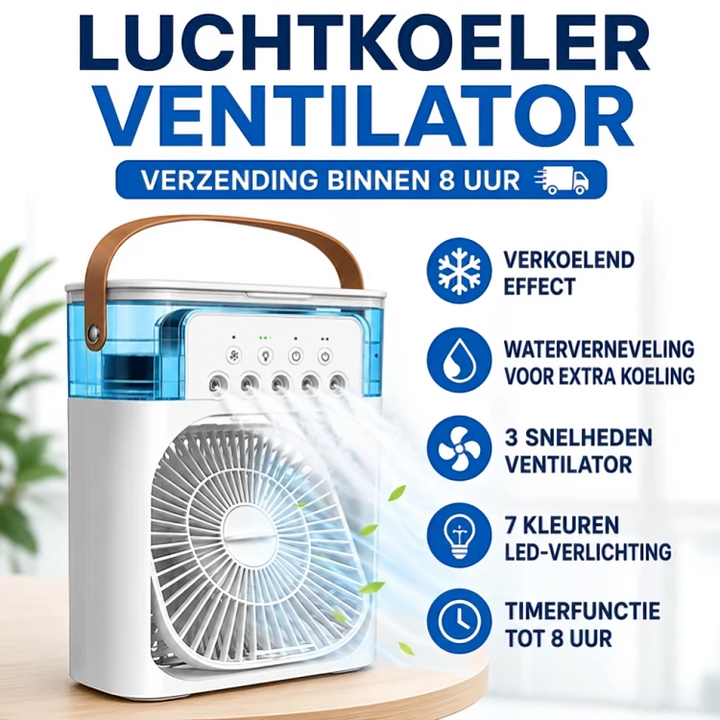 BreezeCool | Draagbare Aircooler met Ventilator, Verneveling & Luchtbevochtiger