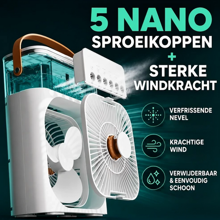 BreezeCool | Draagbare Aircooler met Ventilator, Verneveling & Luchtbevochtiger