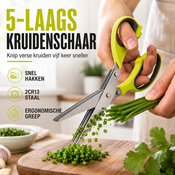 HerbSnip | 5-Bladige Kruidenknipper Voor Snel En Gelijkmatig Snijden