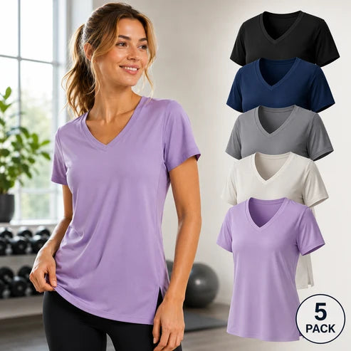 ActiveFit | 5-Pack Dames Sportshirts met V-Hals